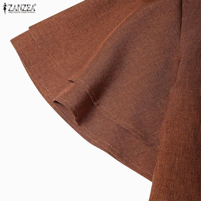 ZANZEA Women Casual Round Neck Short Sleeve Elegant Blouse