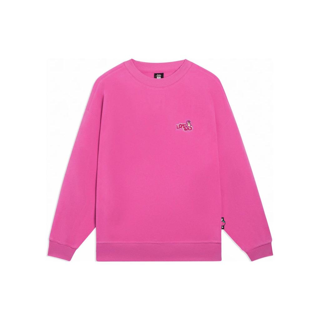 Li-Ning Toy Story Series Logo Print Plush Warm Loose Crew Neck Pullover Sweatshirt Women Tops Pink AWDSF36-1
