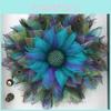Wreath Peacock Feather Festive Event Decor Natural Materials Seasonal Decor Home