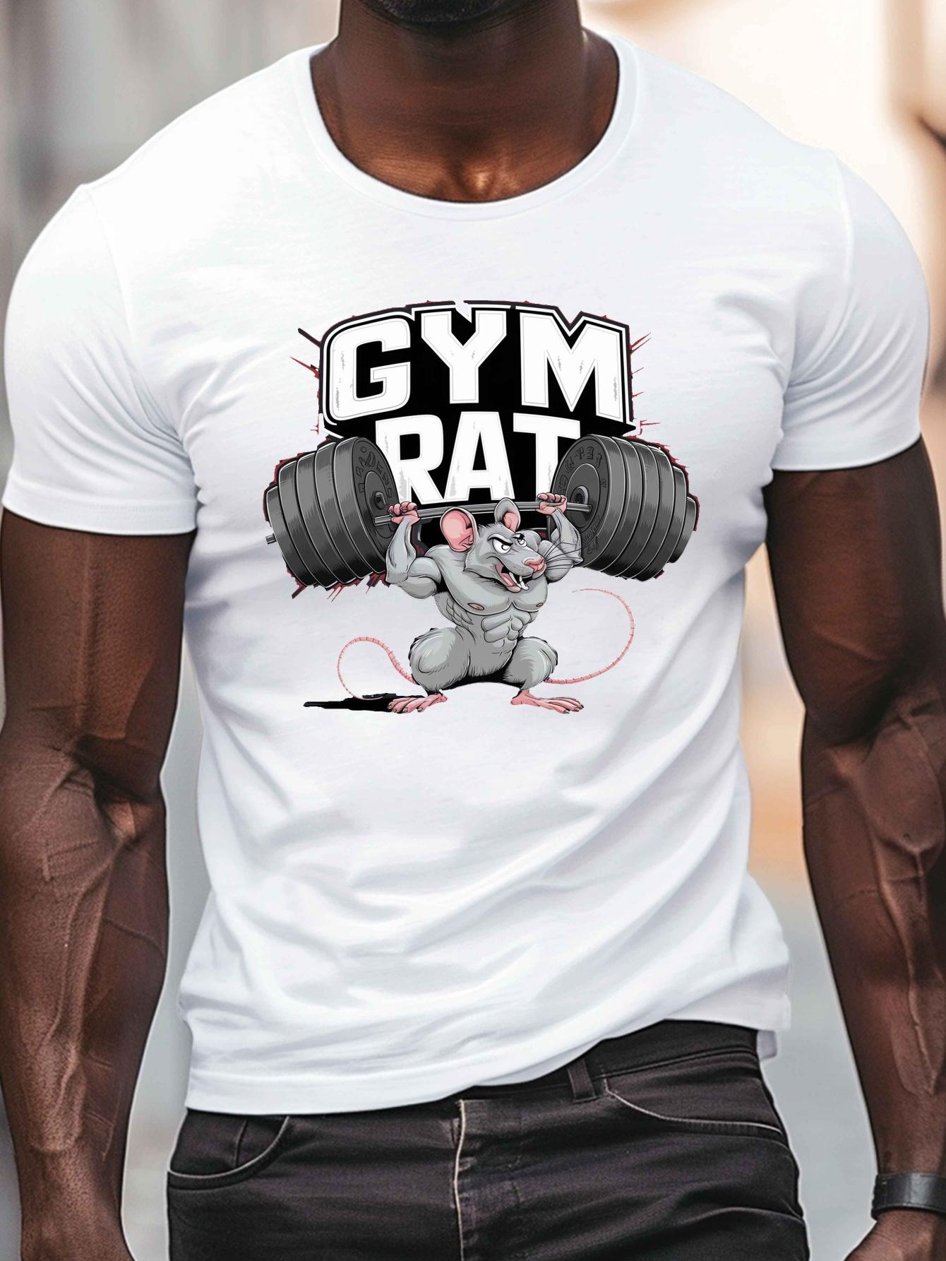 

Rat Cotton TShirt Athletic Sporty Style Men Fitness Muscle White - Men s Summer Cotton Graphic Tee S разноцветный