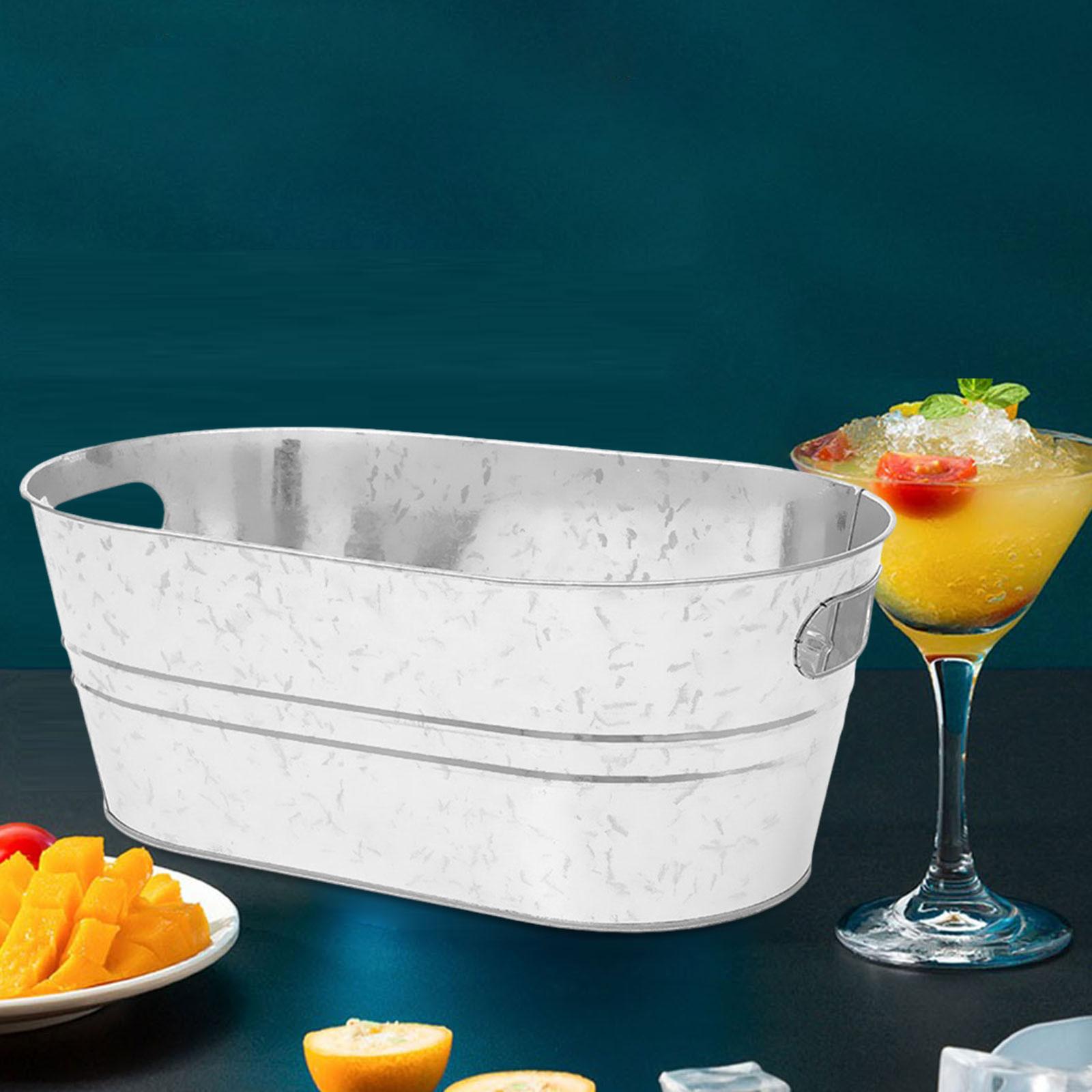 Seau à Glace Galvanisé 15 Qt - Pour Champagne, Bière, Boissons, Avec Poignées, Résistant à La Rouille