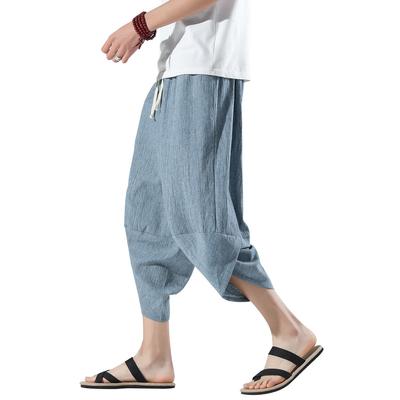 BesBet Sarouel Aladdin Summer Length Wide Leg Plus Sizes Loose Cool Linen Ethnic Hakama Cropped Men's Pants, Pants, Trousers, 3/4 Pants, Available,