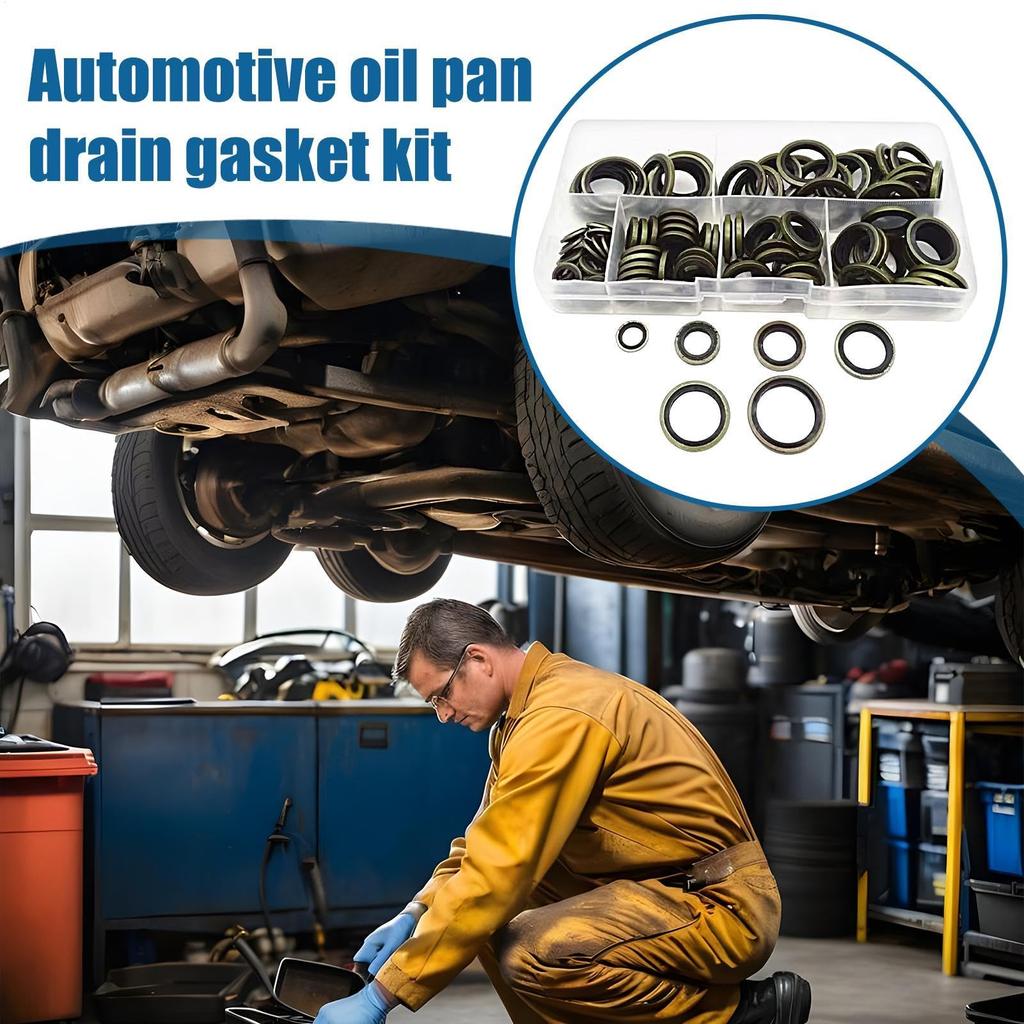 Drain Plug Washer Gasket, 100x Assorted Plug Sealing Gasket Kit, M6-M16 Automotive Replacement