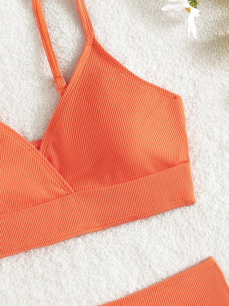 2024 European & American Girls' Solid Color Two-Piece Bikini Swimsuit