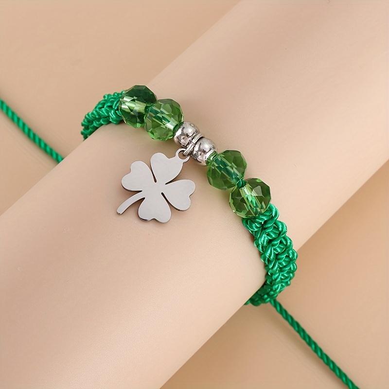 Four Leaf Clover Woven Hand Rope, Symbolizing Luck, Simple and Versatile Couple Style Unisex Trendy Bracelet.