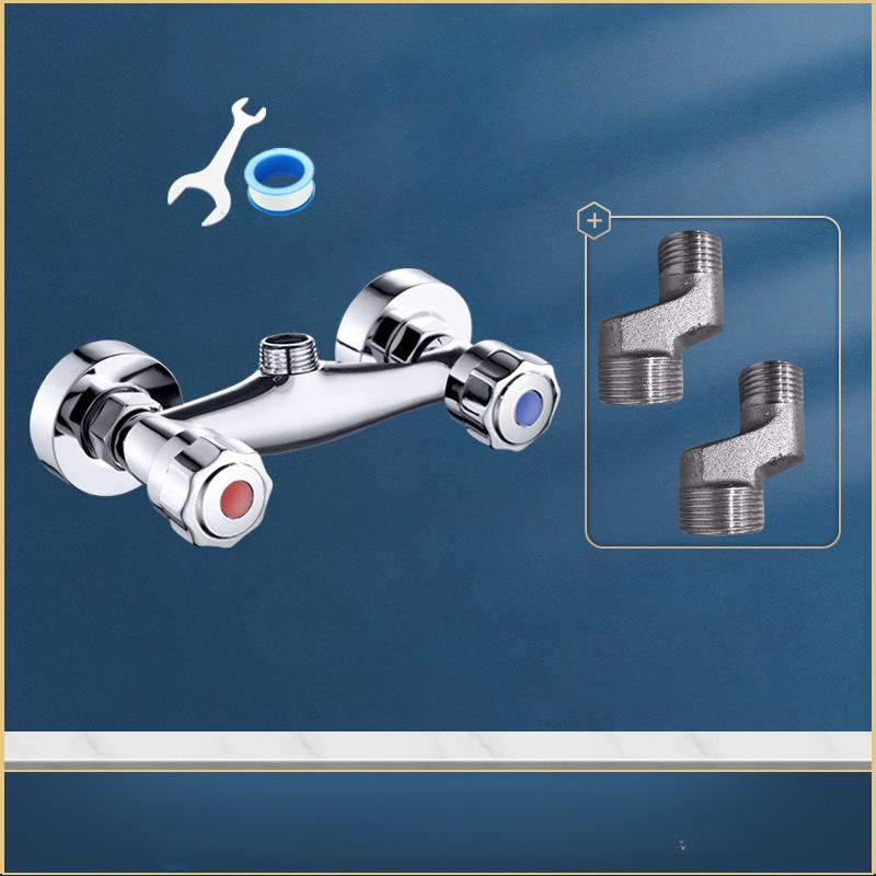 Bathroom Double Shower Faucet Bathtub Faucet Hot and Cold Double Handle Double Control Wall Mounted Water Mixing Valve