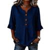 2026 Summer European & American Women's V-neck Cotton Linen Fashion Shirt