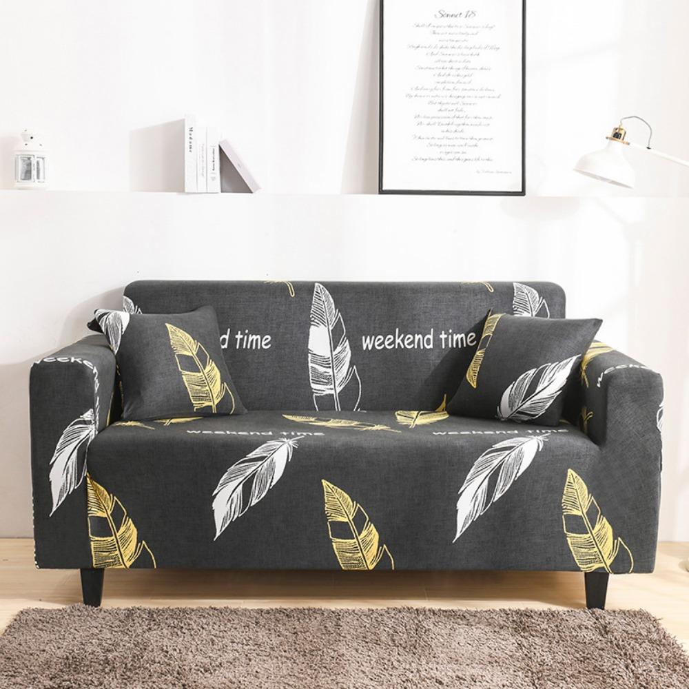 Milk Silk Sofa Cushion Printing All-inclusive Solid Color Lazy Cover Elastic Three-person Sofa Cover
