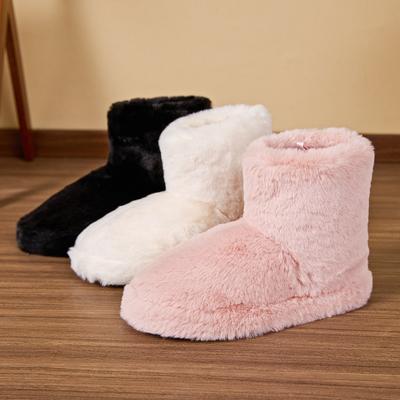 Grenzüberschreitende Herbst- und Winter-Neuheit Plüsch-Mittelstiefel Damen Außenhandel Großhandel Haus Baumwollschuhe Rutschfest Warm Tasche und Baumwollpantoffeln