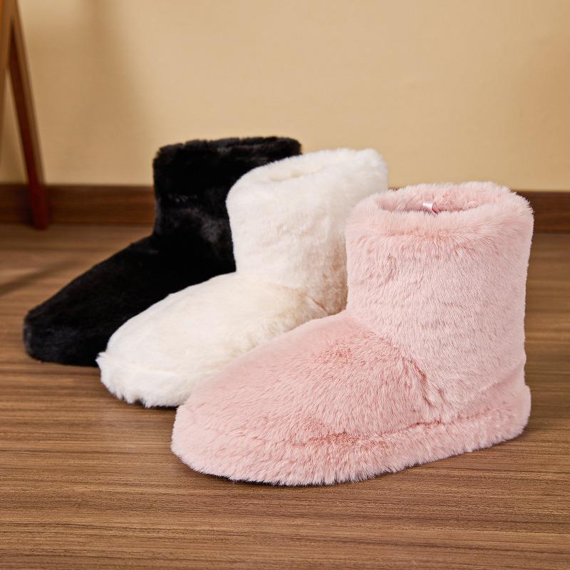 Cross-border autumn and winter new plush medium boots women's foreign trade wholesale home cotton shoes non-slip warm bag and cotton slippers