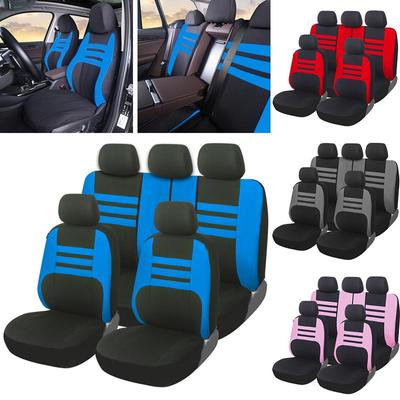 Automotive Full Set Car Seat Covers Striped Design Airbag Compatible & Split Bench Universal Fit For Golf 5