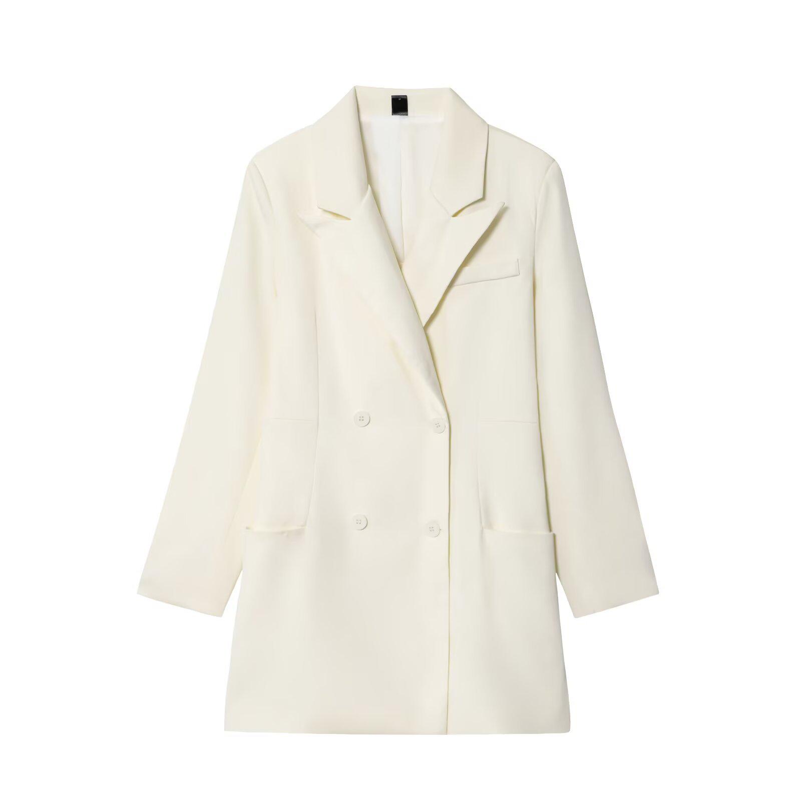 

European & American Women s Fashion Casual Double-Breasted Suit Jacket Large