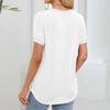 Women's Fashion Solid Color V Neck Short Sleeved Pullover Casual T-shirt Top