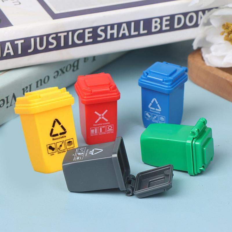 5pcs/set 1:12 Dollhouse Miniature Trash Can Model Accessories Furniture Toys