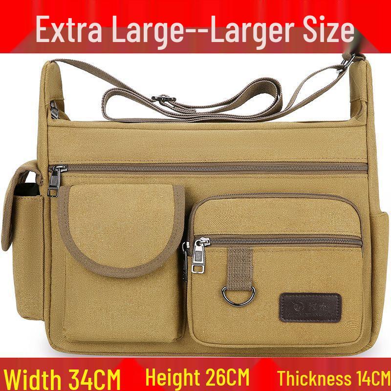 Hochwertige Herren-Canvas-Umhängetasche mit Doppeltaschen für Reisen