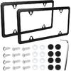 Wuyaoyao 2PCS Car License Plate Frames, 4 Holes Stainless Steel License Plate Frame, Slim License Plates Cover Holder With Screws Bolts Caps Washers,