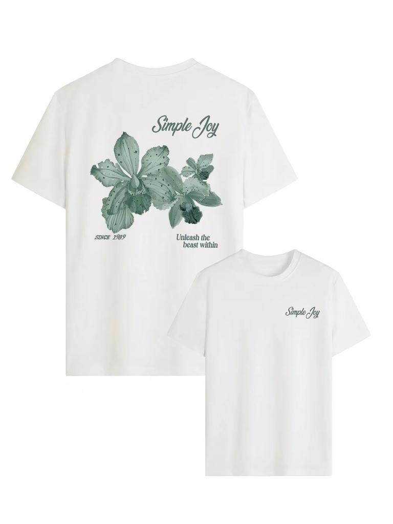 Y2k Pink Orchid Floral Graphic Tshirt Unisex Couple Unisex Unisex Cotton Crew Neck Soft Comfort Casual Streetwear Short Sleeve Tops