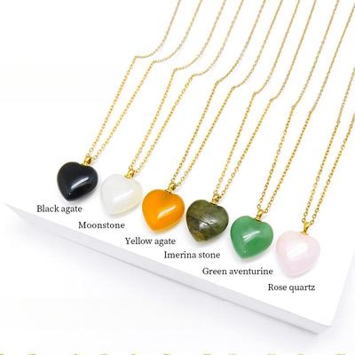 12mm Love Pendant Simple Peach Heart High-quality Natural Stone Necklace for Women In Summer
