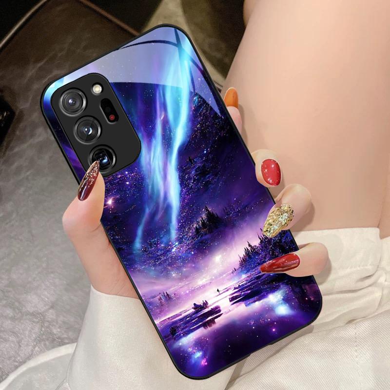 Brilliant Starry Sky For Samsung Galaxy Note 8 9 10 PRO 20 Ultra A01 02 03 Core 04E 4G 12 13 5G Tempering Glass Phone Case