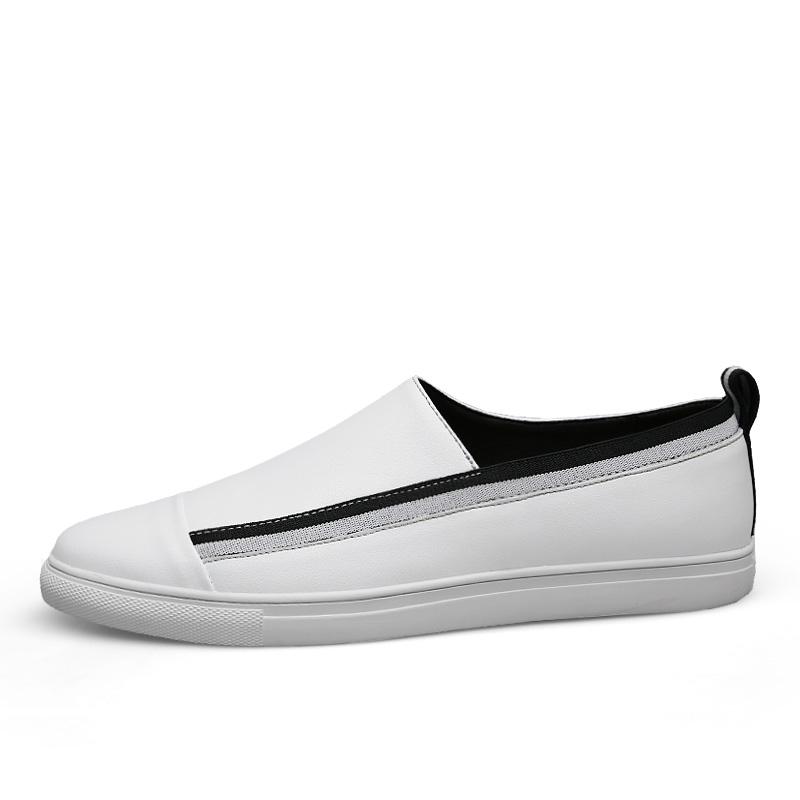 Fashion Fashion Brand Men's Genuine Leather Casual Shoes Simple White Men's Loafers Outdoor Commuting Park Walking Low Top Shoes