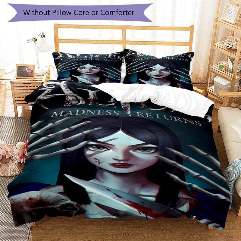 3pcs Halloween Horror Bedding Set Duvet Cover Closure Includes 1 Duvet Cover & 2 Pillowcases, Soft and Comfortable for All Seasons.