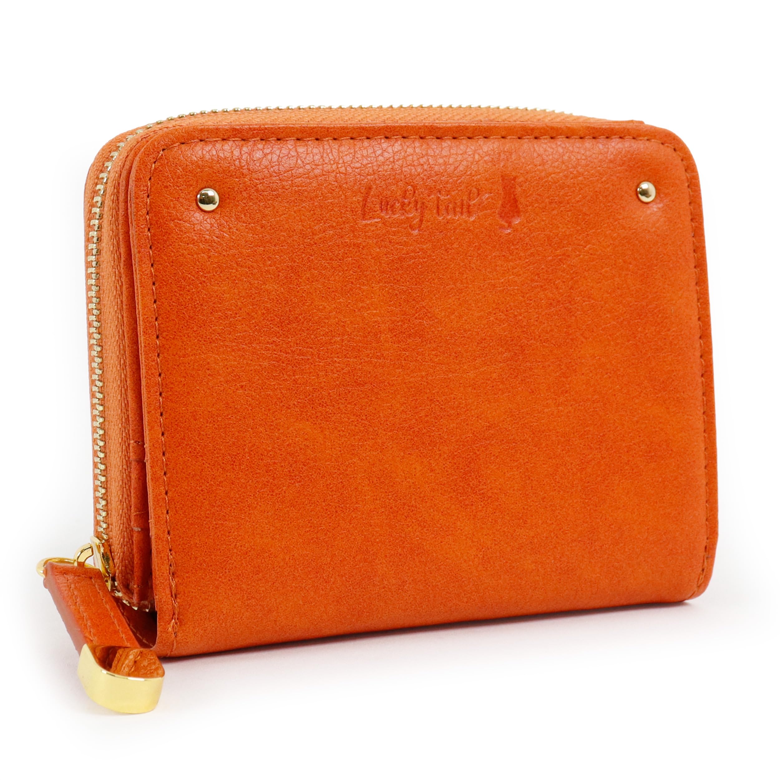 Lucky Tail Bifold Wallet with Round Simple Cat Natural Women s Zipper Design Orange оранжевый 5300₽