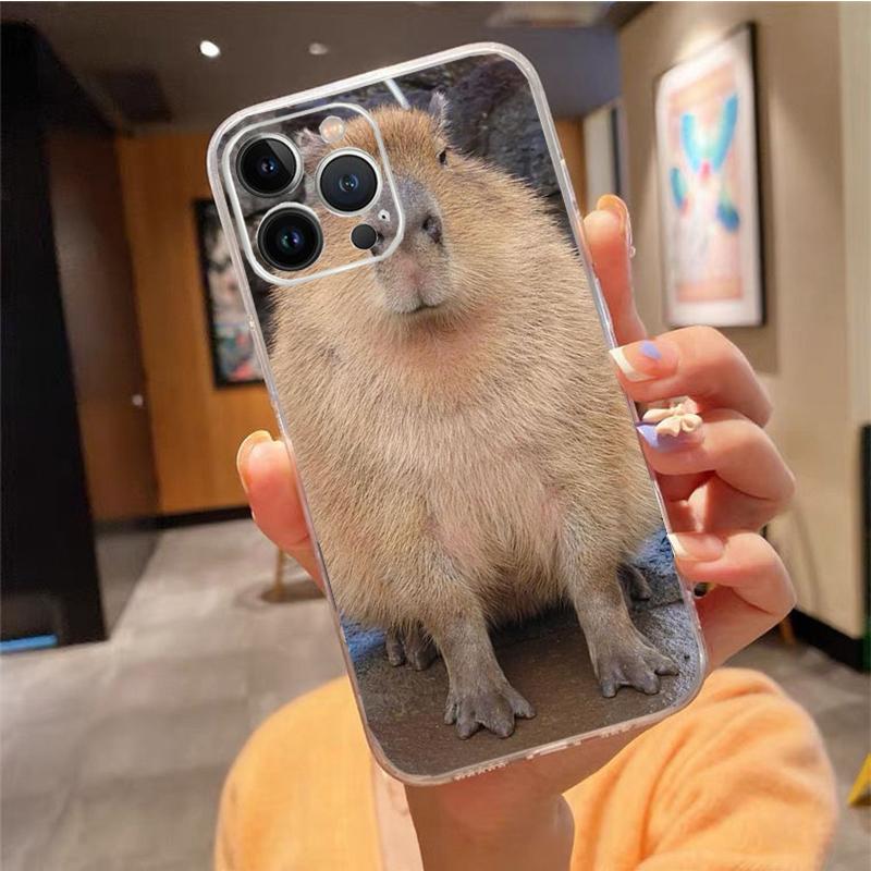 Phone Case For Iphone 15 14 Pro Max 13 12 11 Pro Max XR 12 13 Mini 7 8 14 Plus Cute Animal Capybara Case Funda