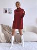 Autumn Winter New Solid Loose High Neck Knit Sweater Dress
