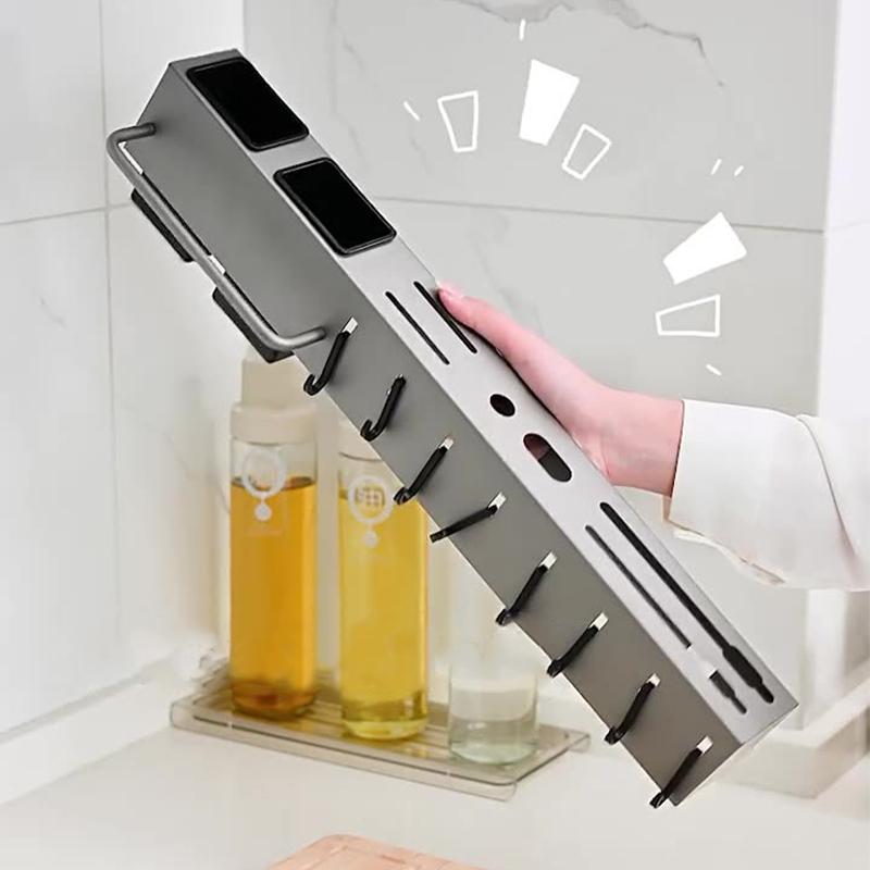 Wall-Mounted Thickened Knife Holder Punch-Free Kitchen Rack Multifunctional Chopstick Tube Knife and Utensil Holder Integrated