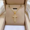 Light Luxury Zircon Cross Furnace Real Gold Necklace Female Collarbone Chain With Jewelry