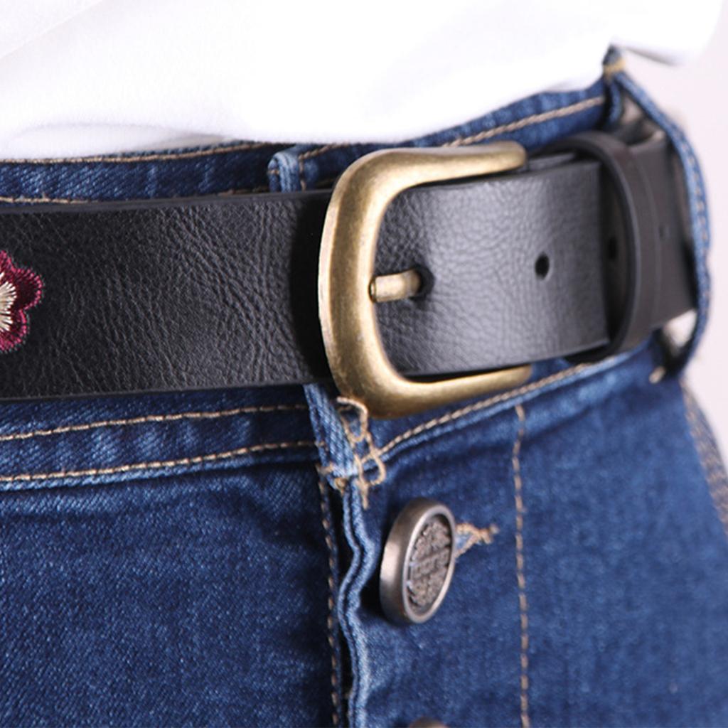 Adult Waist Belt with Embroidery Flower Luxurious Chinese Style PU Waist Belt for Women Coat Dress Adjustable Length