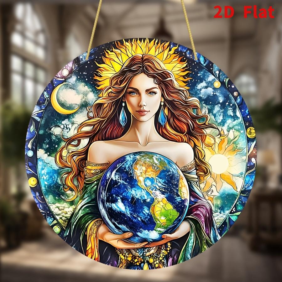 2D Flat Acrylic Goddess Gaia Decoration, No Need for Batteries/electricity, Unique Indoor/outdoor Decoration, Multi-purpose Traditional Style,