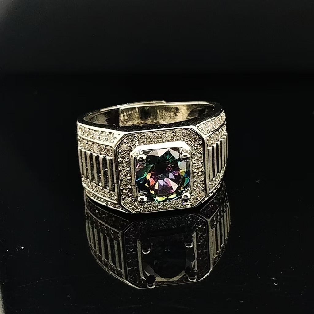 Imitation 1/3 Karat Voll Diamant Herrenring Modisch Vielseitig Live Dominant Zigeunermann Ring