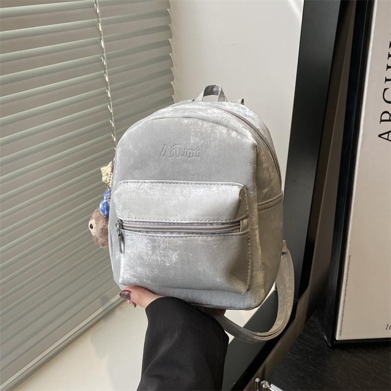Pu Mini Backpack For College Students With Solid Color Design And Shelliemay Pendant For Daily Use