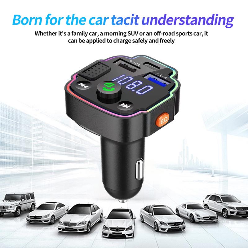 Araba Mp3 Çalar Çift Usb Hızlı Şarj Fm Bluetooth Alıcısı Bluetooth Uyumlu 5.0 Fm Verici Usb Flash Sürücü Fişi Araç Kiti