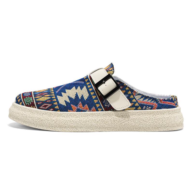 Spring new lazy shoes comfortable and breathable color knitted cloth lightweight personalized bag head slippers