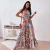 Summer Beach Dress Sexy Bohemian-style Printed Backless Suspender Long Dress for Women