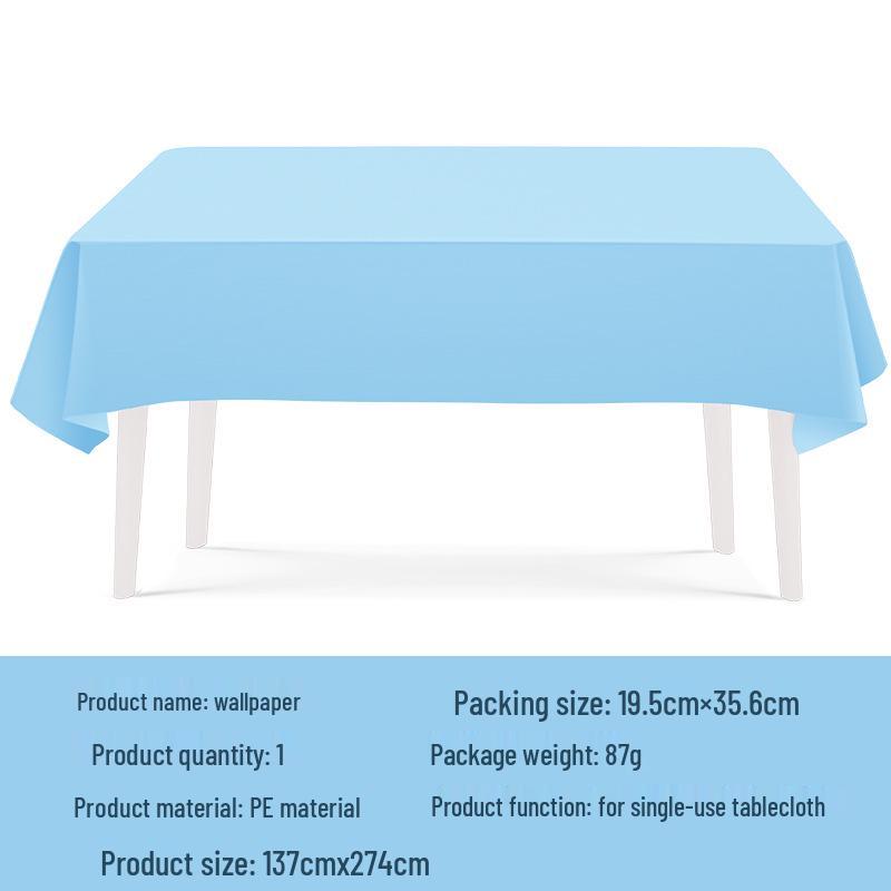 Solid Color Tableware Set: Light Blue Plates, Cups, Napkins & Tablecloth - Disposable Party Supplies