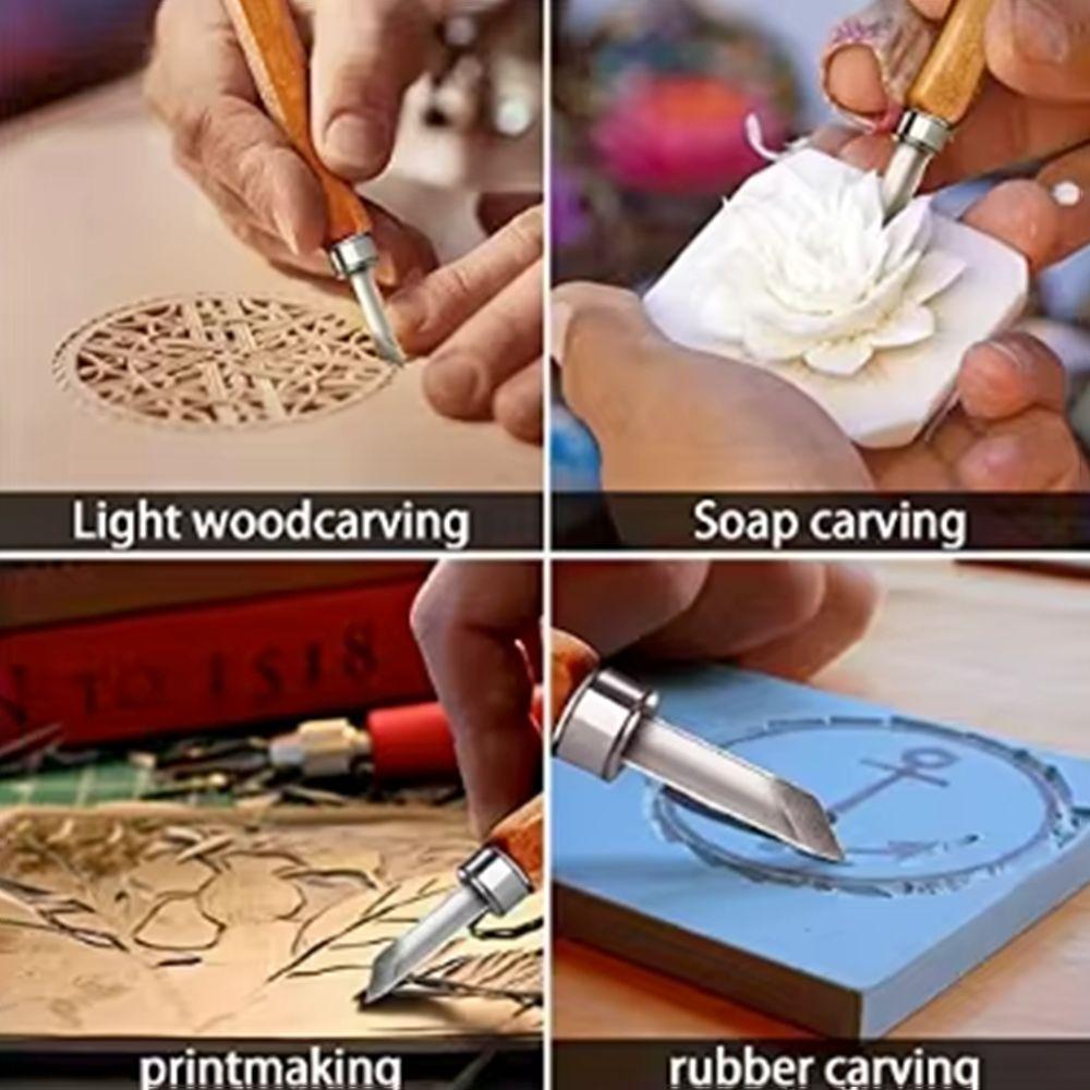 12Pcs/set Craft 12 Piece Olive Kernel Carving Set Creative DIY Hand Carving Tools  Woodworkers