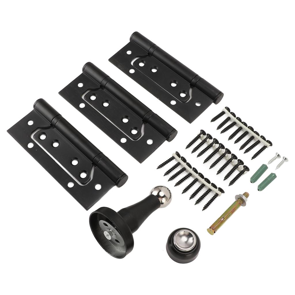 5 Inch Door Hinge Kit with Magnetic Door Stop Metal Quiet Strong Load Bearing Door Hinge for Bedroom Black