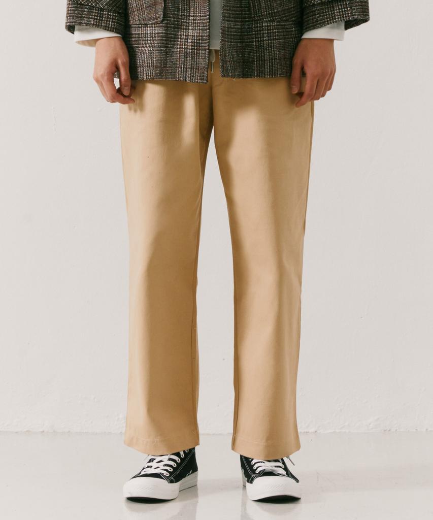ODD DOT (Unisex) Perfect Wide Elastic Waist Pants_Beige