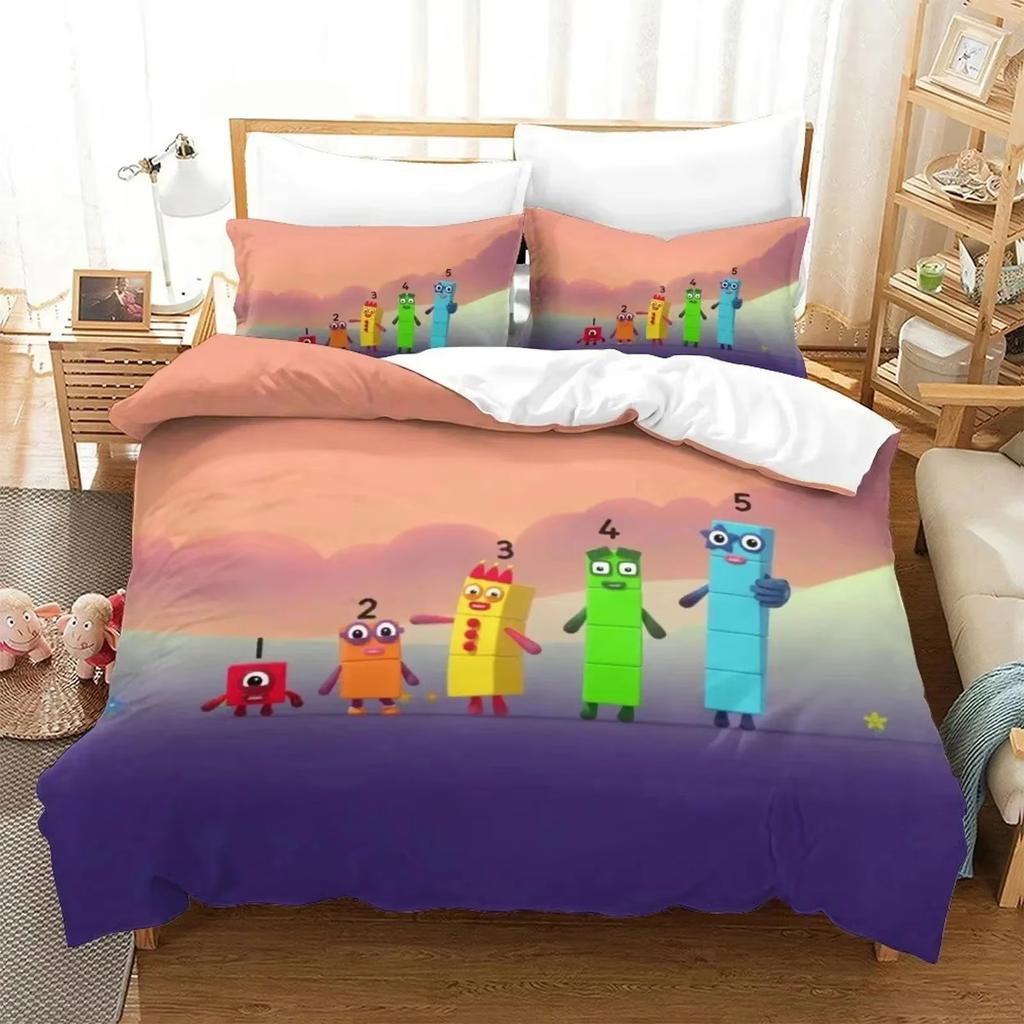 Fashion 3D Print Cartoon N-Numberblocks Bedding Set Double Twin King Duvet Cover Comforter Pillowcase Boys Girls Adults Bedroom