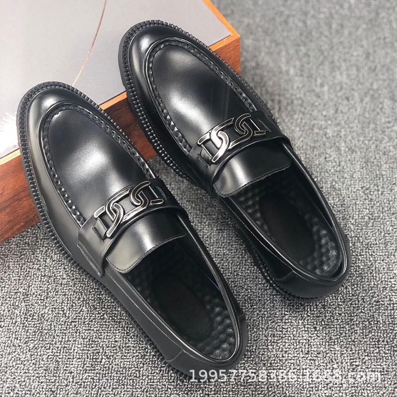 One-pedal lazy foot leather shoes men's 2025 autumn new Korean version of business leisure versatile breathable trendy leather shoes