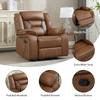 Manual Recliner Chair, Faux Leather Single Sofa with Armrest & Backrest, Living Room & Bedroom Furniture, Brown, Customized