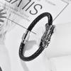 Personalized Zodiac Dragon Bite Tail Bracelet Leather Rope Woven Men's Stainless Steel Faucet Leather Bracelet