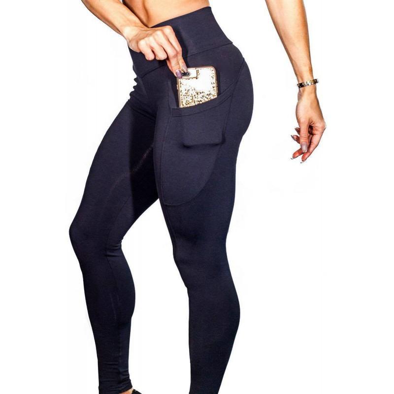 High-Waisted Yoga Leggings With Side Phone Pocket Running Workout Fitness Women