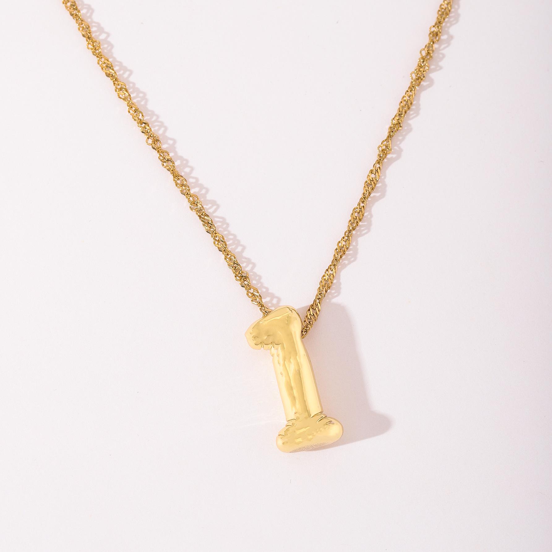 

Retro 18k Gold Electroplated Number Pendant Necklace 18K Gold