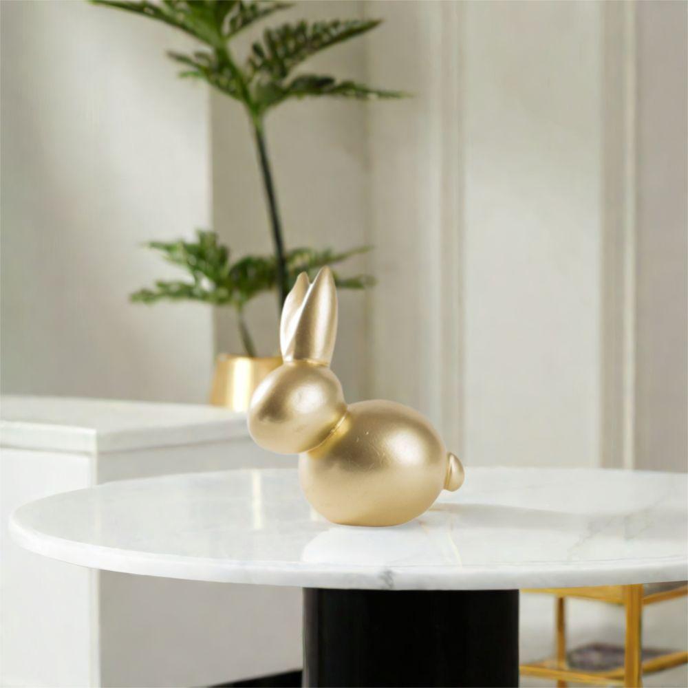 Modern Rabbit Statue Resin Miniatures Figurine Micro Landscape Model Golden Rabbit Ornament  Office