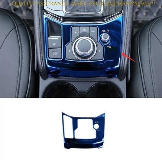 For Mazda CX-5 2017-2024 Blue Titanium Center Console Multimedia Cover Trim 1PCS
