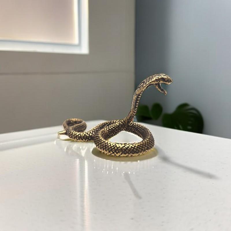 Vintage Alloy Snake Figurine Fine Carving For Figurine Decor Gifts For Snake Lovers